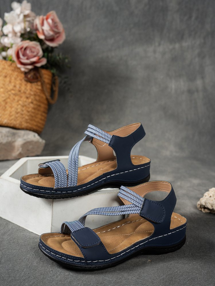 Amazon  summer new plus size cross-border sandals women's roman style comfortable velcro outdoor sandals wholesale