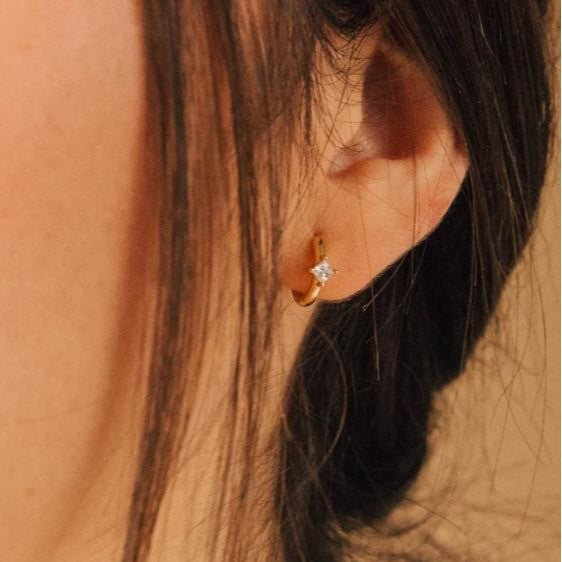 European and american cross-border new diamond-studded square zircon ear cuff, light luxury high-end fashion versatile earrings, women's ear hoop jewelry