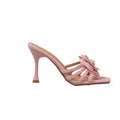 Yujie style pink rose flower high heel sandals women's stiletto heel square toe open toe fashionsweet style easiest for match sandals