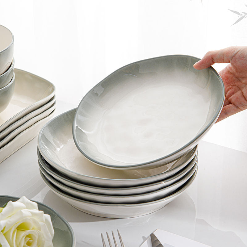 Ceramic rice bowl for home2025new arrival underglaze color classy sense tableware eating bowl plate dish suit small bowl