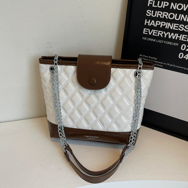 Handbag Korean version contrasting color embroidery thread texture dumpling bag large capacity simple versatile fashion commuter bucket bag women