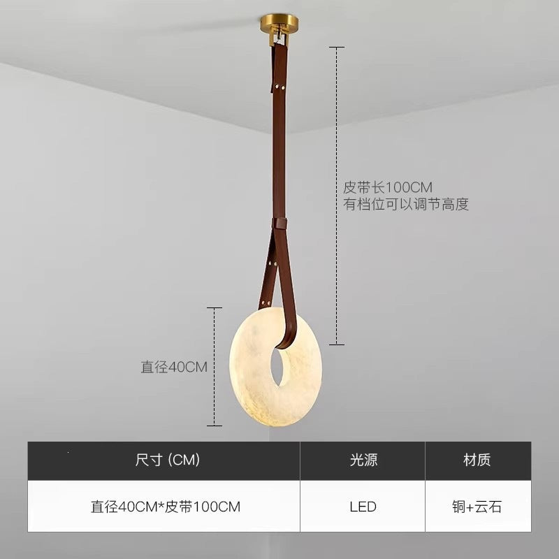 Spanish ring marble chandelier - bedroom bedside, nordic style, solid brass, designer model - living room, stairwell, hallway, entryway lighting