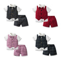 New boys' spring plaid vest three-piece set: gentleman's outfit for older boys, perfect for baby's first birthday celebration