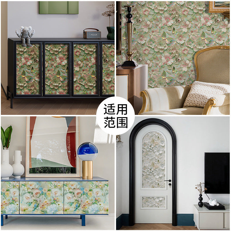 2024 new hotel wall decoration retro instant sticker with glue waterproof wallpaper self-adhesive thickened PVC wallpaper