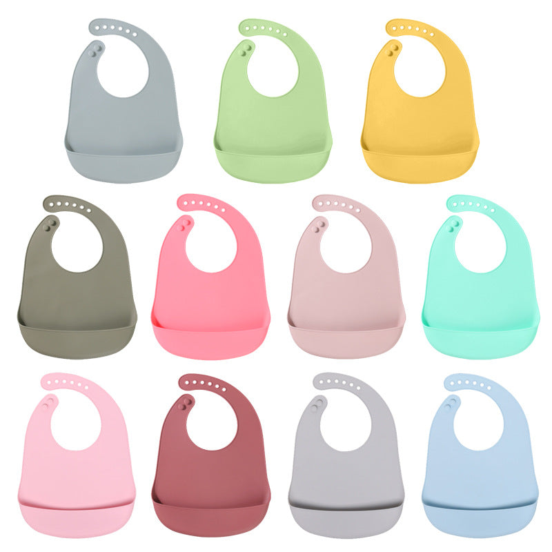 Dongguan Greene Factory Baby Silicone Bib Does Not Contain Bisphenol A Baby Saliva Pocket Children's Tableware Feeding Set