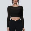Fake two-piece mesh sports long sleeves t-shirt for women with chest pad, yoga wear tops, quick-drying slimming look outwear fitness wear