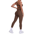 fashion double-sided nylon brushed single-shoulder yoga suit sports running fitness pants two-piece set for women