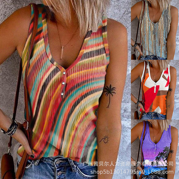Women's new European and American women's clothing striped casual vest and sling vest LZQ7116A10 series