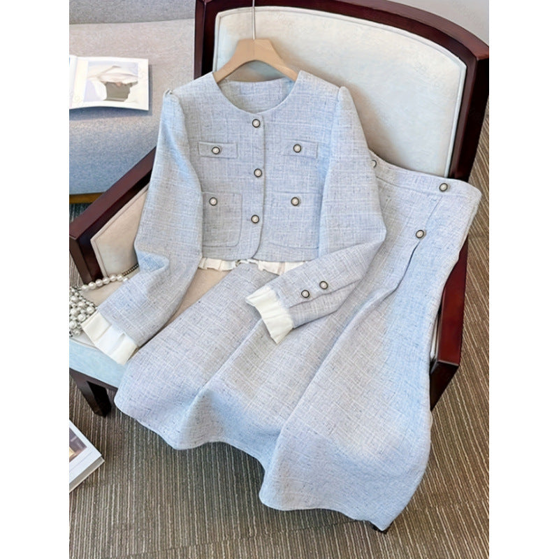 Women's fall/winter new arrival: stylish and elegant chanel-inspired two-piece skirt set, perfect for everyday commuting, dates, and parties
