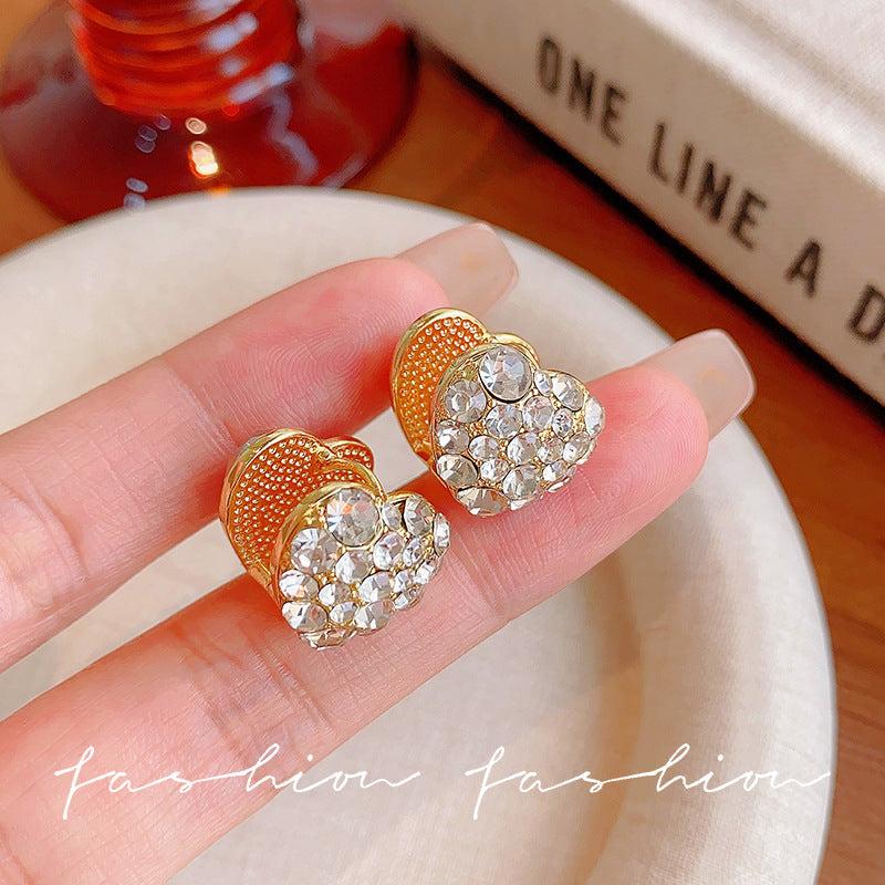 Full diamond micro-embedded accessible luxury heart earrings for women 2026new arrival popular classyfashion earrings niche style earrings earrings