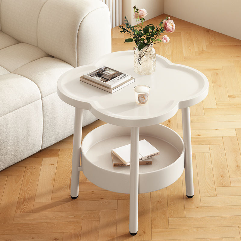 Cream style side table movable bedroom bedside table storage rack for home living room round table creative coffee table sofa side cabinet
