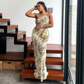 Fashion style export color matching women's clothing elegantbackless home gray and white hip-hugging skirt sleeveless silm asymmetrical dress