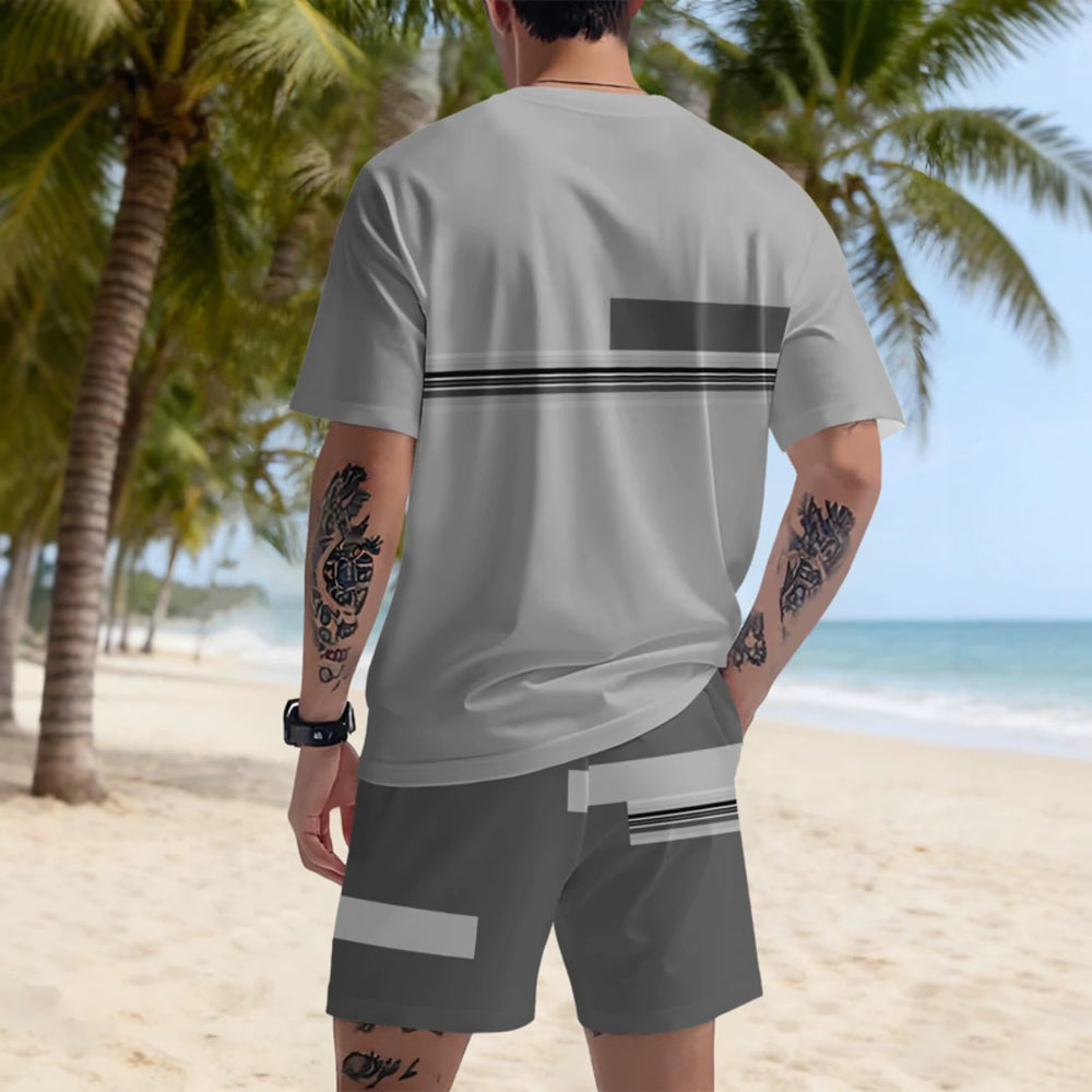 men's short-sleeve and shorts set, casual sportswear set, 3d printed cross-border hot seller, dropshipping available