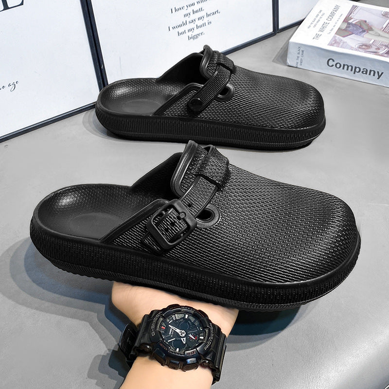 跨境博啃包头拖鞋男潮款踩屎感厚底情侣沙滩鞋外出半拖凉鞋女批发