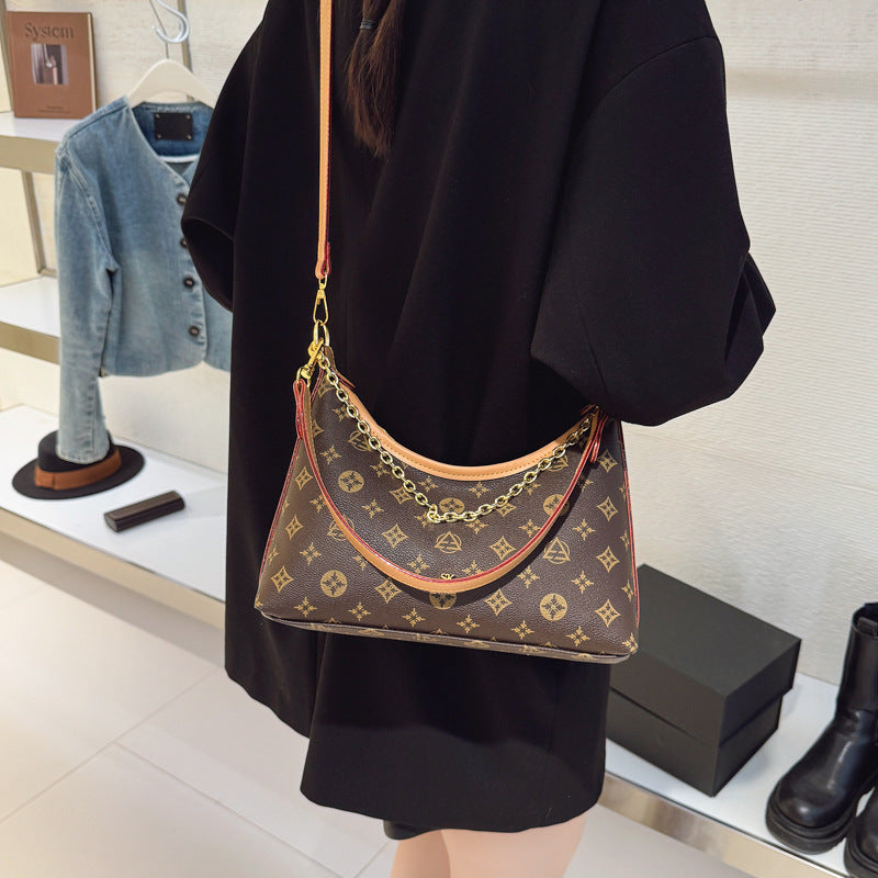 accessible luxury retro old flower crescent women's 2025 new trendy large capacity commuter versatile shoulder crossbody bag wholesale