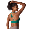Naked sensation strappy yoga bra - triangle back, push-up, shaping sports bra - workout top for yoga and fitness