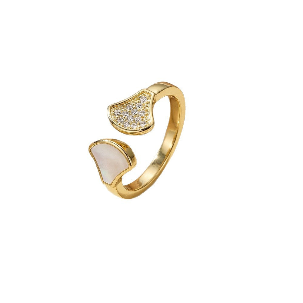 Popular easiest for match copper inlaid zirconium inlaid diamond skirt ring for women accessible luxury niche exquisite live mouth new ring jewelry