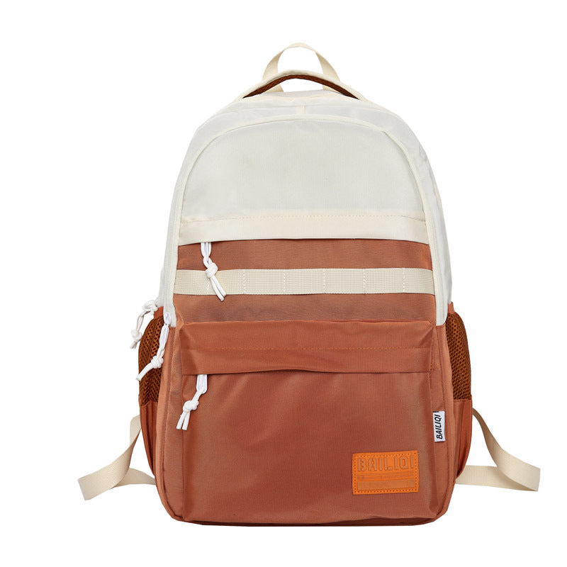 Schoolbag patchworkcontrast colorcasual travel junior high school student backpack large capacity water-repellent abrasion resistant dirty backpack