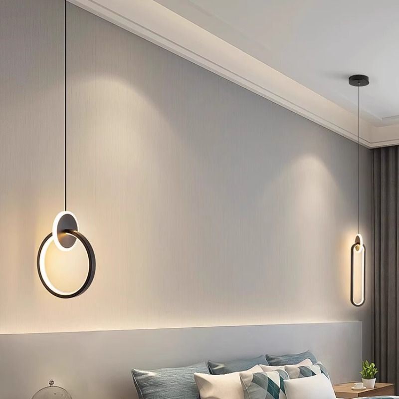 New trendy bedside pendant light, creative and unique wall lamp for bedroom, living room tv background wall, hanging wire lighting fixture