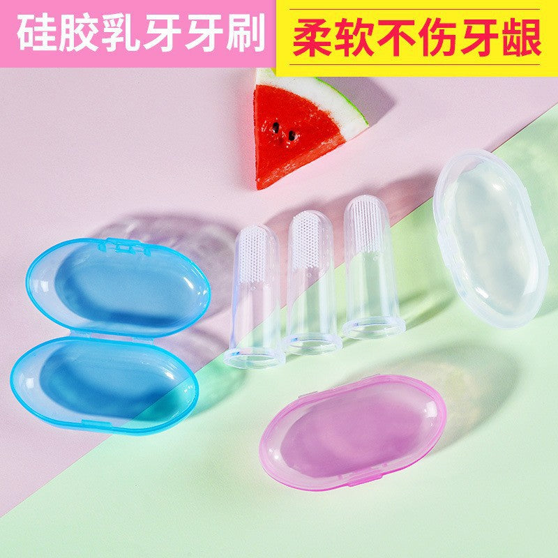 English card baby silicone toothbrush finger toothbrush soft hair silicone tongue coating oral cleaning baby tooth brush box