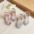 Girls' summer  princess sandals: silver crystal dress shoes for baby girls, stylish performance sandals