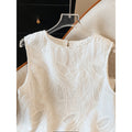 Women's new summer casual fashion vacation minimalist versatile embroidered round neck sleeveless top