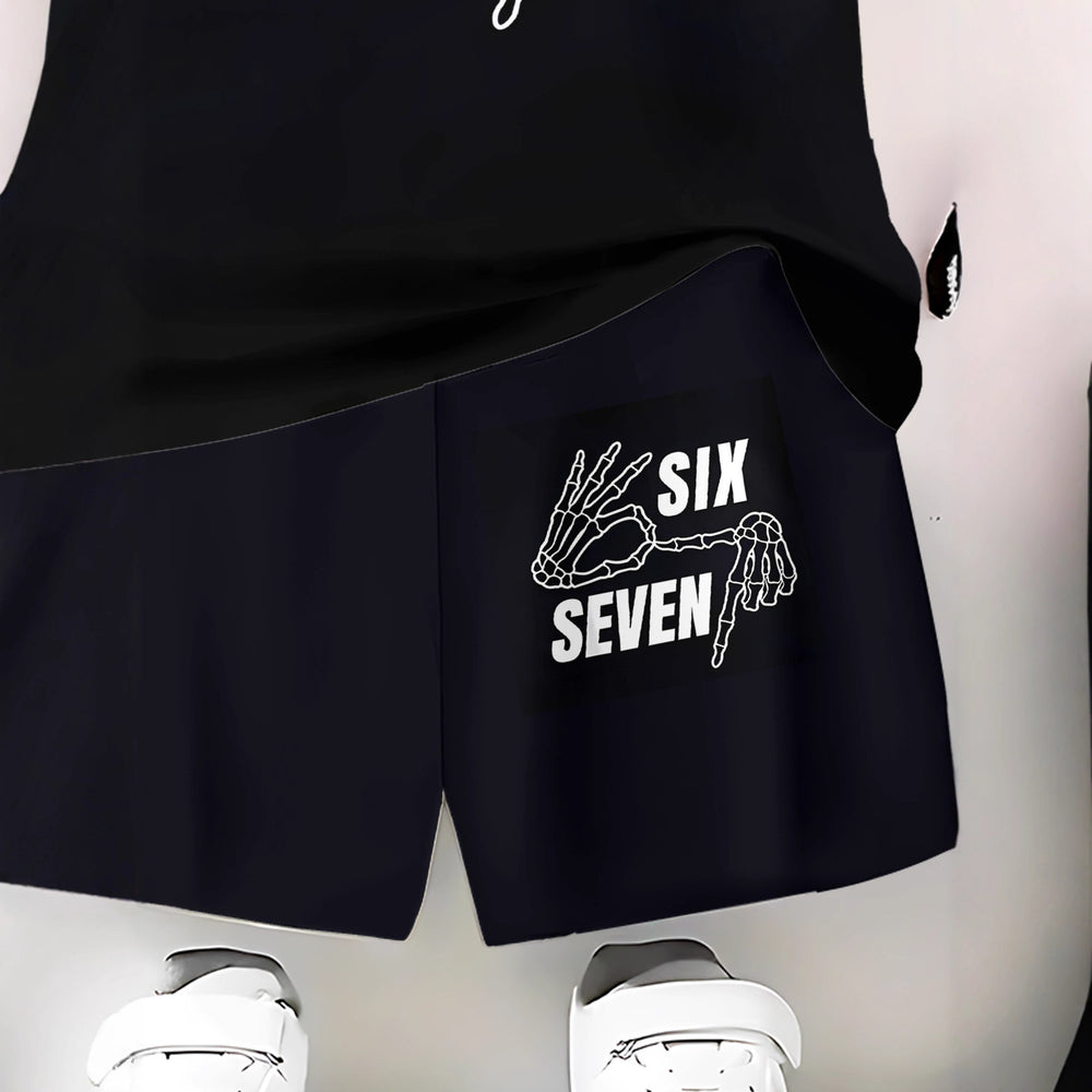 "stylish digital 67 print," perfect for summer wear, boys' outdoor sports t-shirt set