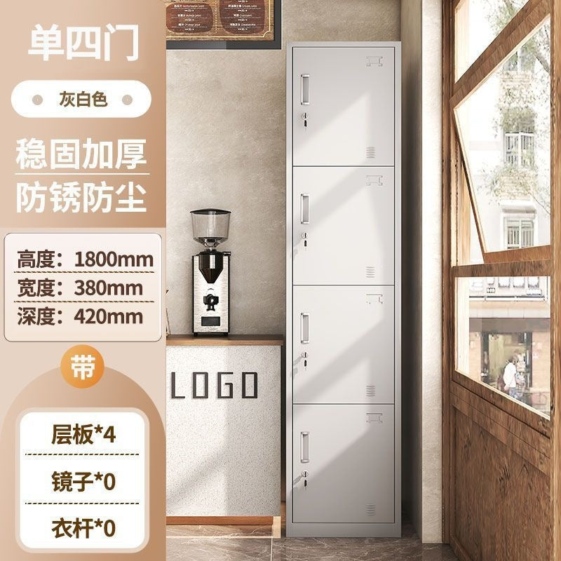 Single door locker iron storage cabinet employee dormitory gym bathroom office steel small lockable narrow cabinet