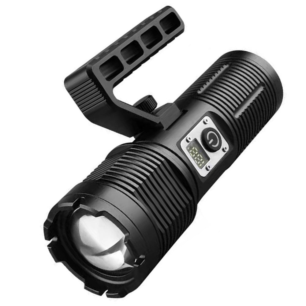 Cross-border XHP160 + COB strong light flashlight Type-C charging intelligent electric display high-power portable searchlight