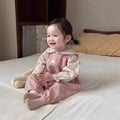 Outwear doll baby clothes embroider baby overalls spring & fall style suitsweet floral two-piece setsuit