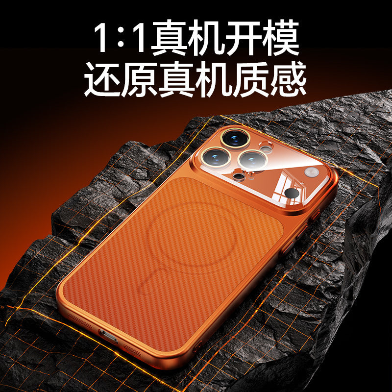 Instantly upgrade to iphone 17 style: carbon fiber phone case for apple iphone 16/15 pro, featuring corning glass for drop protection (compatible with iphone 13)