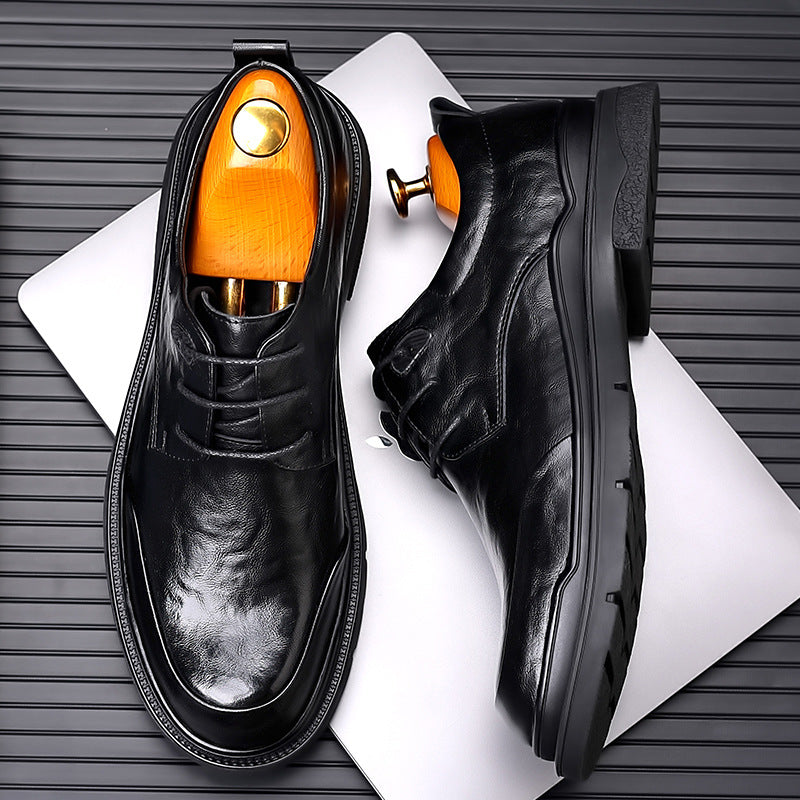 Men's leather dress shoes - british style, live stream, black, formal business casual, soft sole, wedding groom, suit shoes