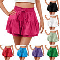 cross-border women's summer fashion ruffle solid color drawstring skort shorts