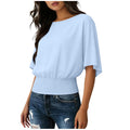 fashionpure colorfashionloosecasual short-sleeved round neck t-shirttops for women