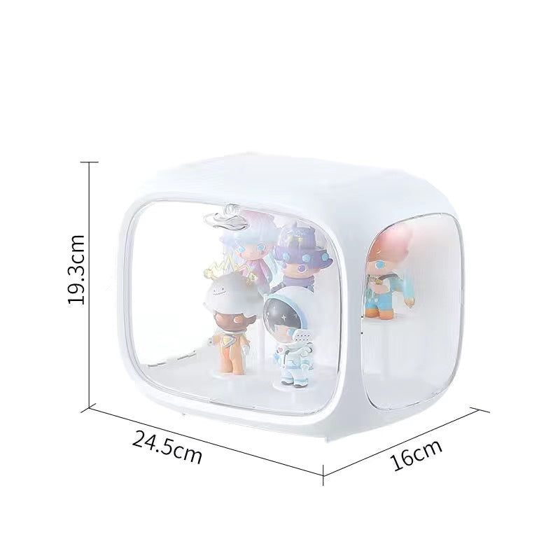 Customized blind box figure POP MART toy storage box with lamp display stand acrylic cartoon plastic space capsule