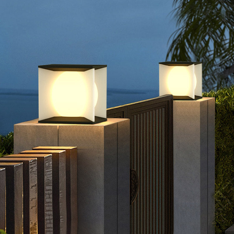 Outdoor solar post cap lights, modern minimalist fence lights, waterproof pillar lights, villa gate post lights