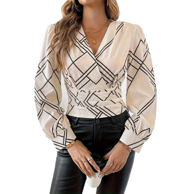 code new arrival  original women's fashionelegantv necklong sleevesshirt