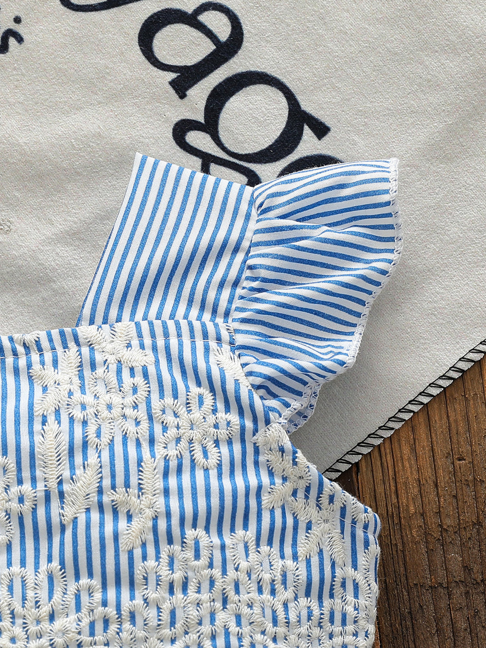 spring/summer cross-border exclusive: premium embroidered flutter sleeve top + bowknot shorts two-piece set for infants and toddlers