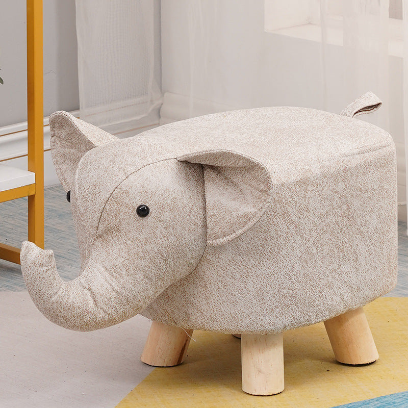Elephant stool - kids' animal stool - solid wood shoe bench - creative small stool - home living room cartoon cute low stool