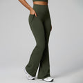 Fashion cross-border high waist shaping yoga pants hip lifting slimming lookflap pocket pants fitness pants women's wide leg slimming lookflared sweatpants