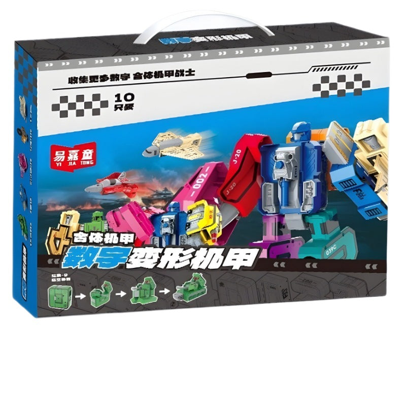 Digital transformation combination robot king kong mecha children's educational assemble building blocks boy toy letter autobot