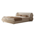 Designer cotton linen cream style bed master bedroom double soft pack cloud quilt bed classy bedroom 1.8m accessible luxury fabric bed