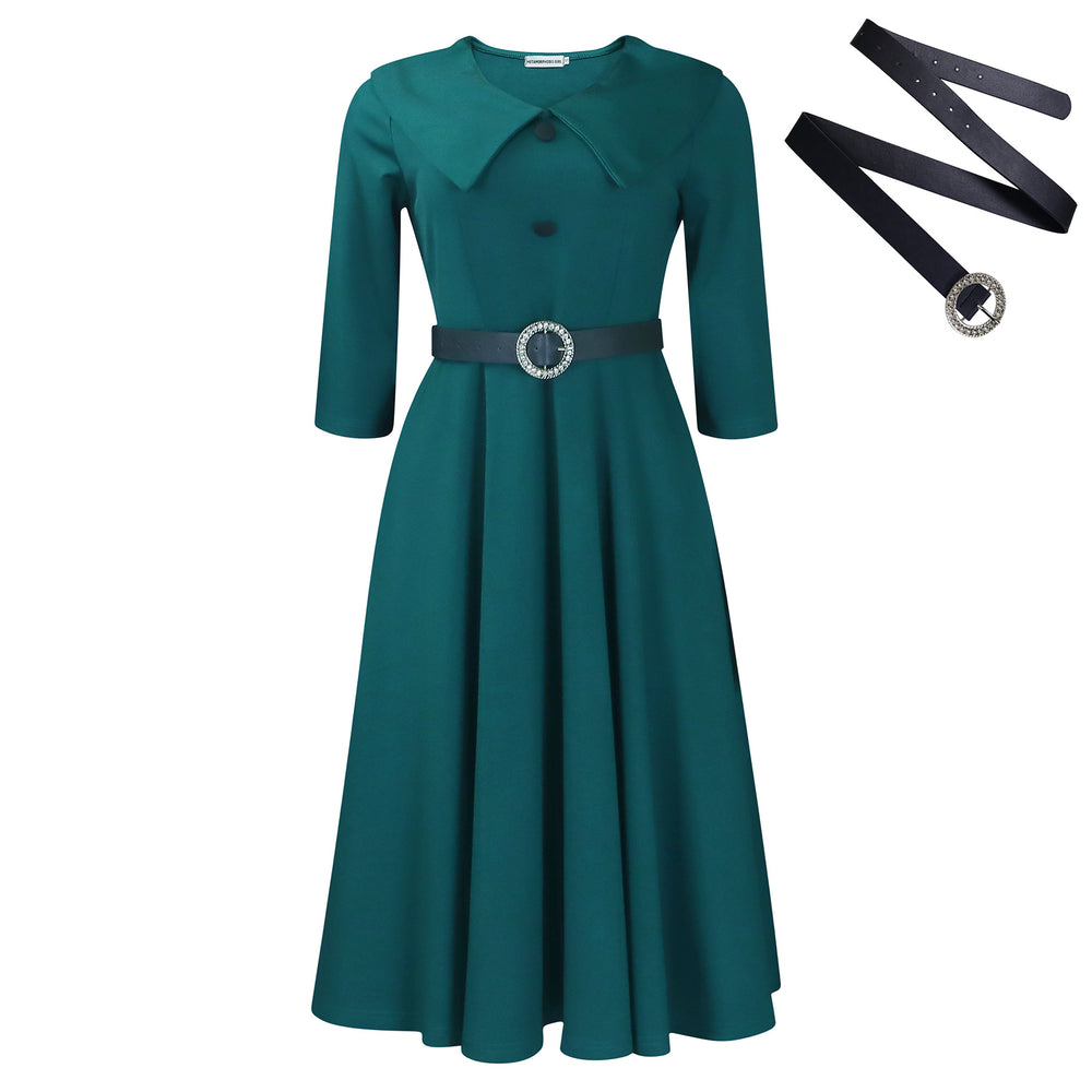 Q126 cross-border e-commerce women's apparel: european and american style, elegant oversized collar, short sleeve, slim-fit a-line dress, african-inspired dress