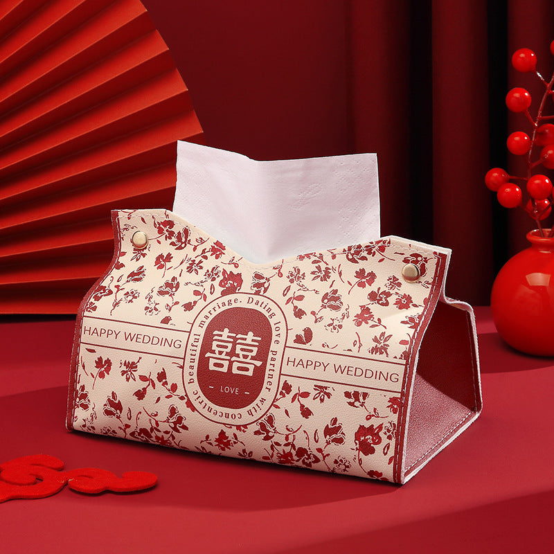 Premium festive wedding supplies pumping carton red tissue box storage wedding red festive atmosphere decoration