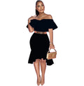 supply of african women's clothing pure color off-shoulder pattern fashion style grids waist bag hip v neck short-sleeved evening dress special price