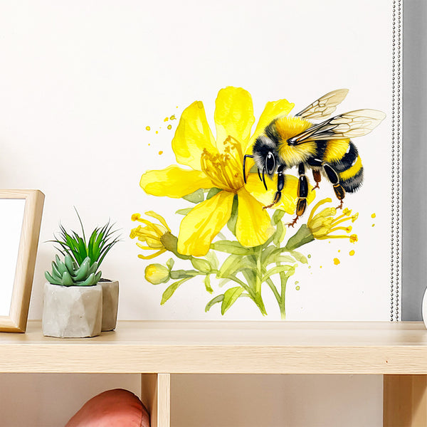 Little bee yellow flowers honey   explosion indoor and outdoor decoration stickers fresh and close to nature