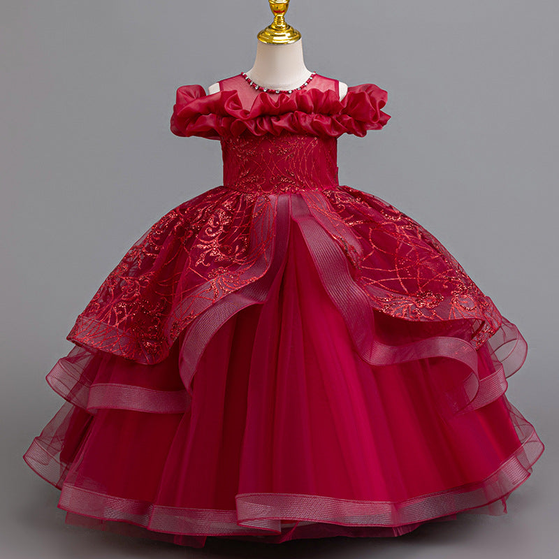 New in stock: girls' princess dress, bubble wedding dress, formal gown, piano recital dress - kids dress