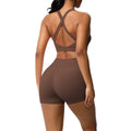 cloud-feeling tight yoga sports vest bubble wrap bra hip-lifting shorts running fitness yoga clothes two-piece set