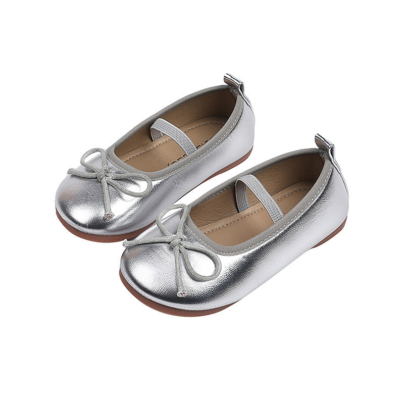 Vancahao girls' bowknot princess shoes, new spring/autumn  collection, kids' mary jane leather shoes, soft sole dance shoes
