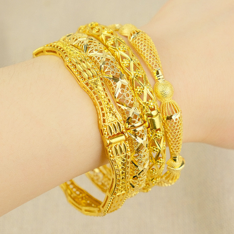 middle eastern women's charm flower bracelet 24k dubai ethiopian san francisco bridal jewelry party